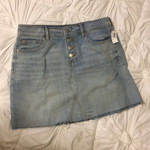 High-Rise Button-Fly Denim Skirt